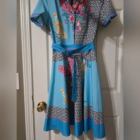 NWT Dalia Macphee Last Chancedalia Macphee Floral Patchwork Dress, Size Medium. - Picture 5 of 15